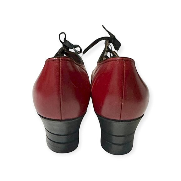Vintage 1940s Red Leather Oxford Heels Arch-Heel Cushioned Insole 7.5 - Picture 6 of 15